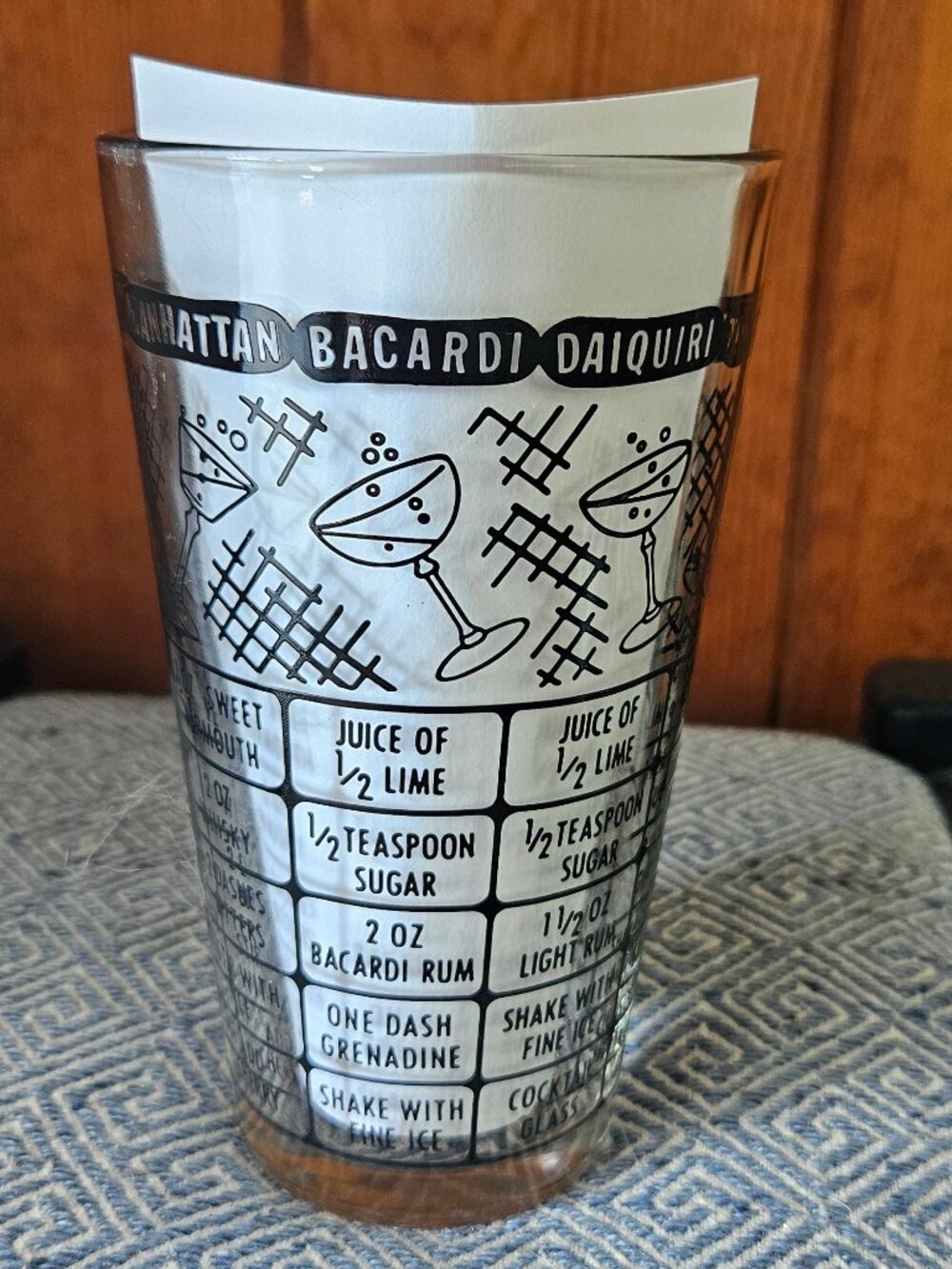 Vintage 1950s Federal Glass Cocktail Recipe Mixing Glass